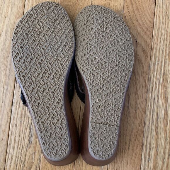 Reef Braided Brown Leather Sandals Flip Flops Wedge Size 10 - Picture 7 of 9